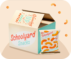 Schoolyard Snacks Variety Pack box featuring keto puffs displayed on the front.