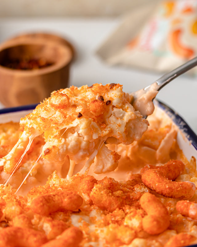 Keto Cheddar Puff Mac N Cheese