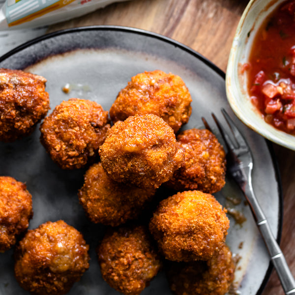 Keto Fried Cheddar Meatballs