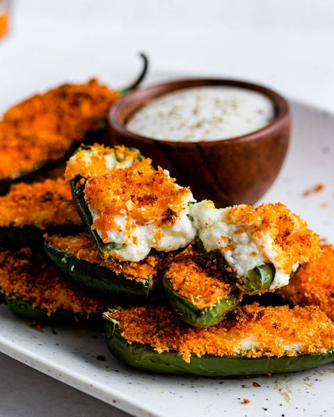 Keto Cheddar Crusted Jalapeno Poppers