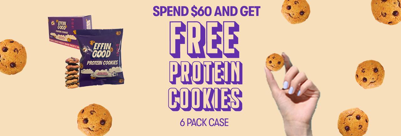 Spend $60 and get free protein cookies offer banner