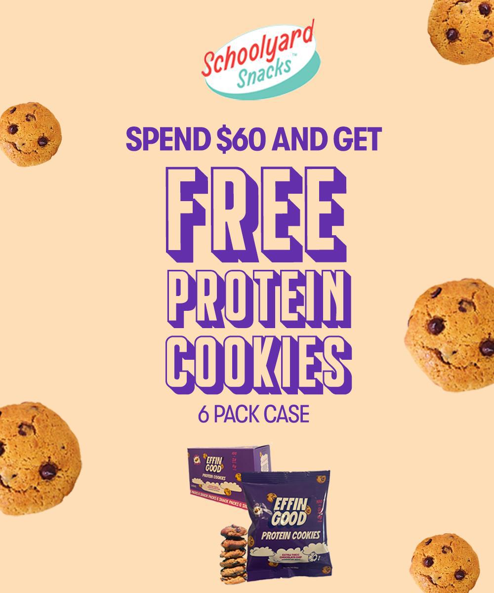 Spend $60 and get free protein cookies offer banner